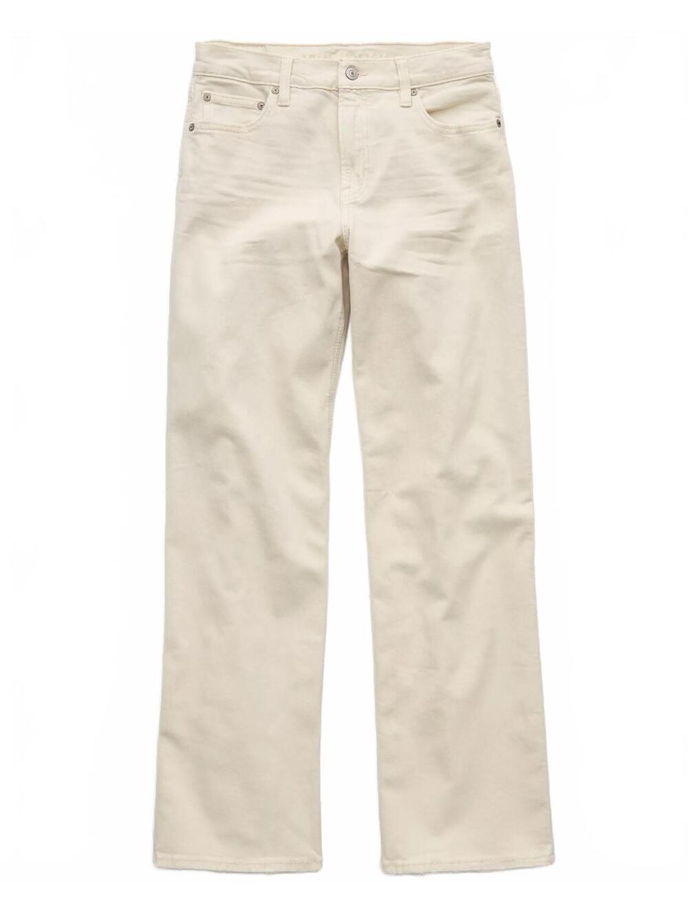 AE Long Stretch High-Waisted Stovepipe Jean American Eagle NWT Ecru Denim 14L - Picture 4 of 6